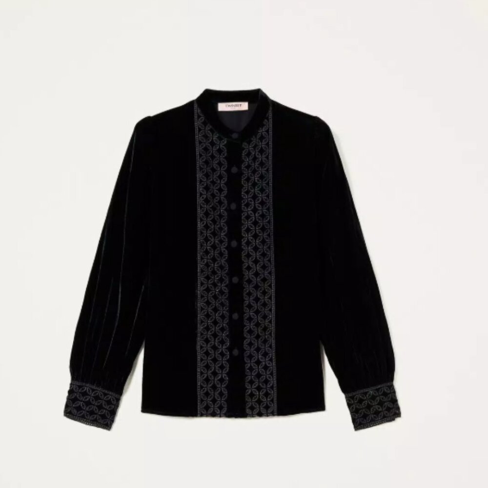 Twinset Women's Embroidered velvet shirt and skirt set - Beautiful Condition